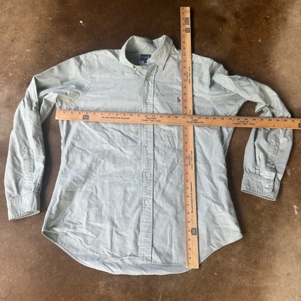 Ralph Lauren Button Down Mens Large Green Good Custom Fit Oxford Long Sleeve
